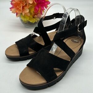 Dr. Scholl's Good Karma Black Wedge Sandals Size 8 BSN6825F